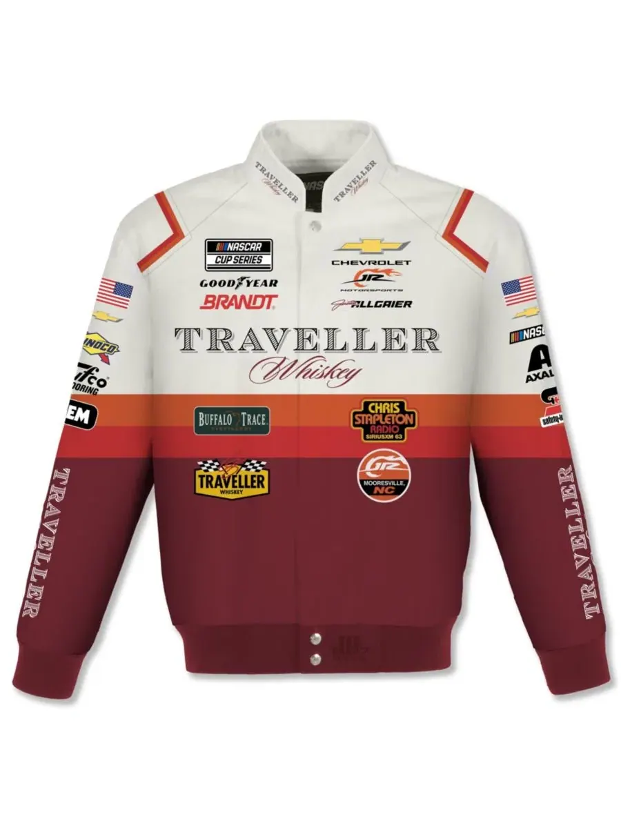 Мужская куртка-распашонка с принтом Traveller Whiskey JH Design — изображение 3 из 3, красный белый