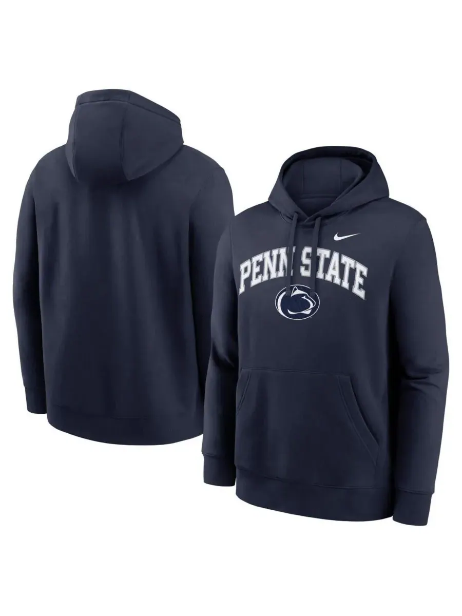 Nike Мужская темно-синяя флисовая толстовка с капюшоном Penn State Nittany Lions Club Fleece Arch