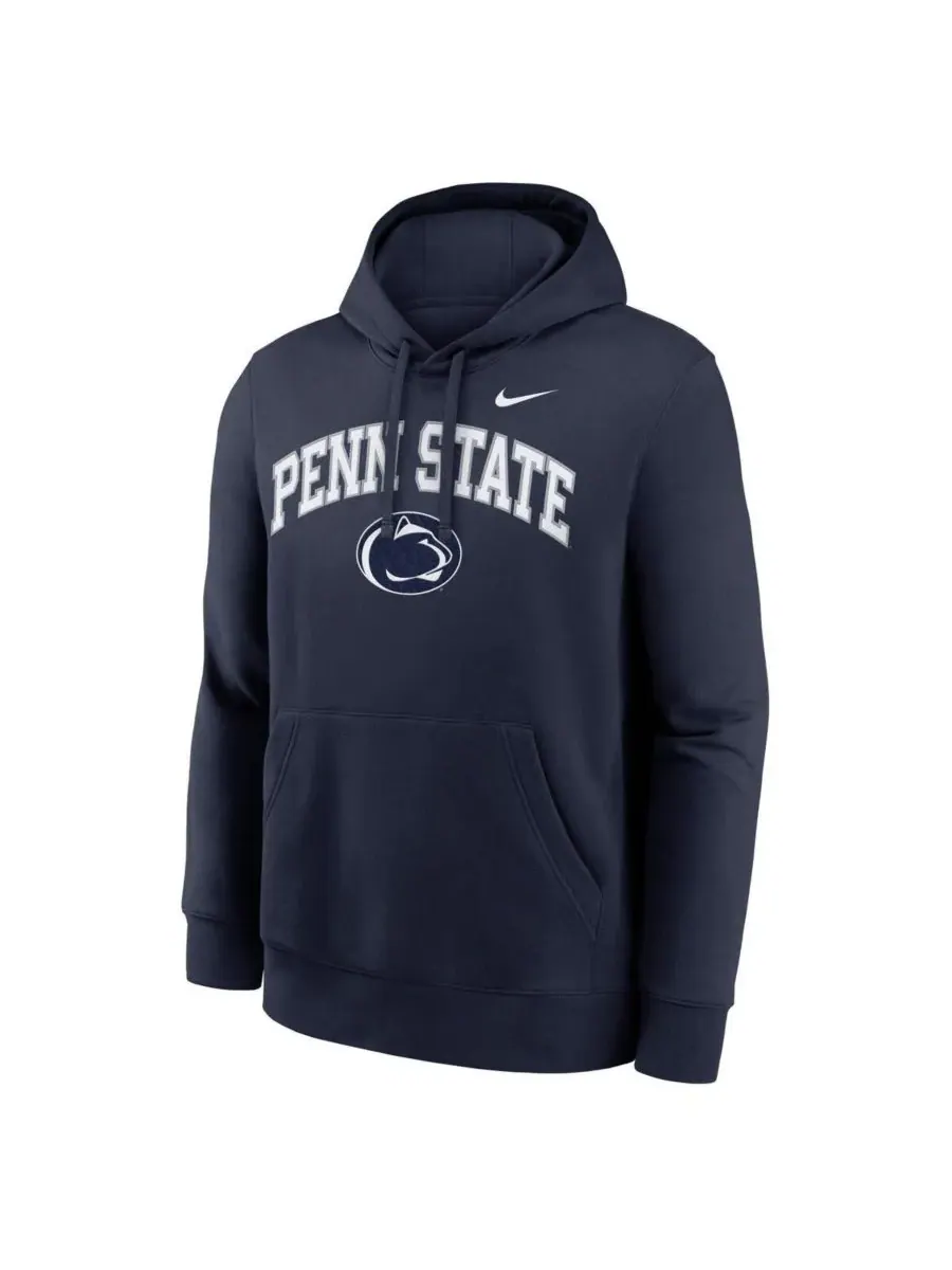 Nike Мужская темно-синяя флисовая толстовка с капюшоном Penn State Nittany Lions Club Fleece Arch — изображение 2 из 3