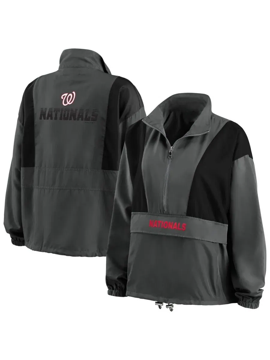 Женская куртка-полузамок с капюшоном Charcoal Washington Nationals WEAR by Erin Andrews