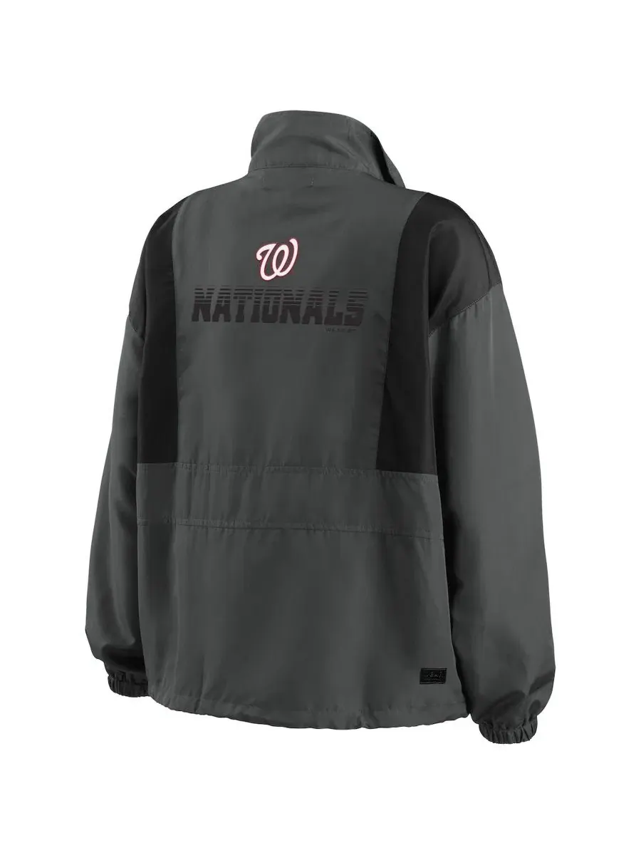 Женская куртка-полузамок с капюшоном Charcoal Washington Nationals WEAR by Erin Andrews — изображение 3 из 3, темно-серый