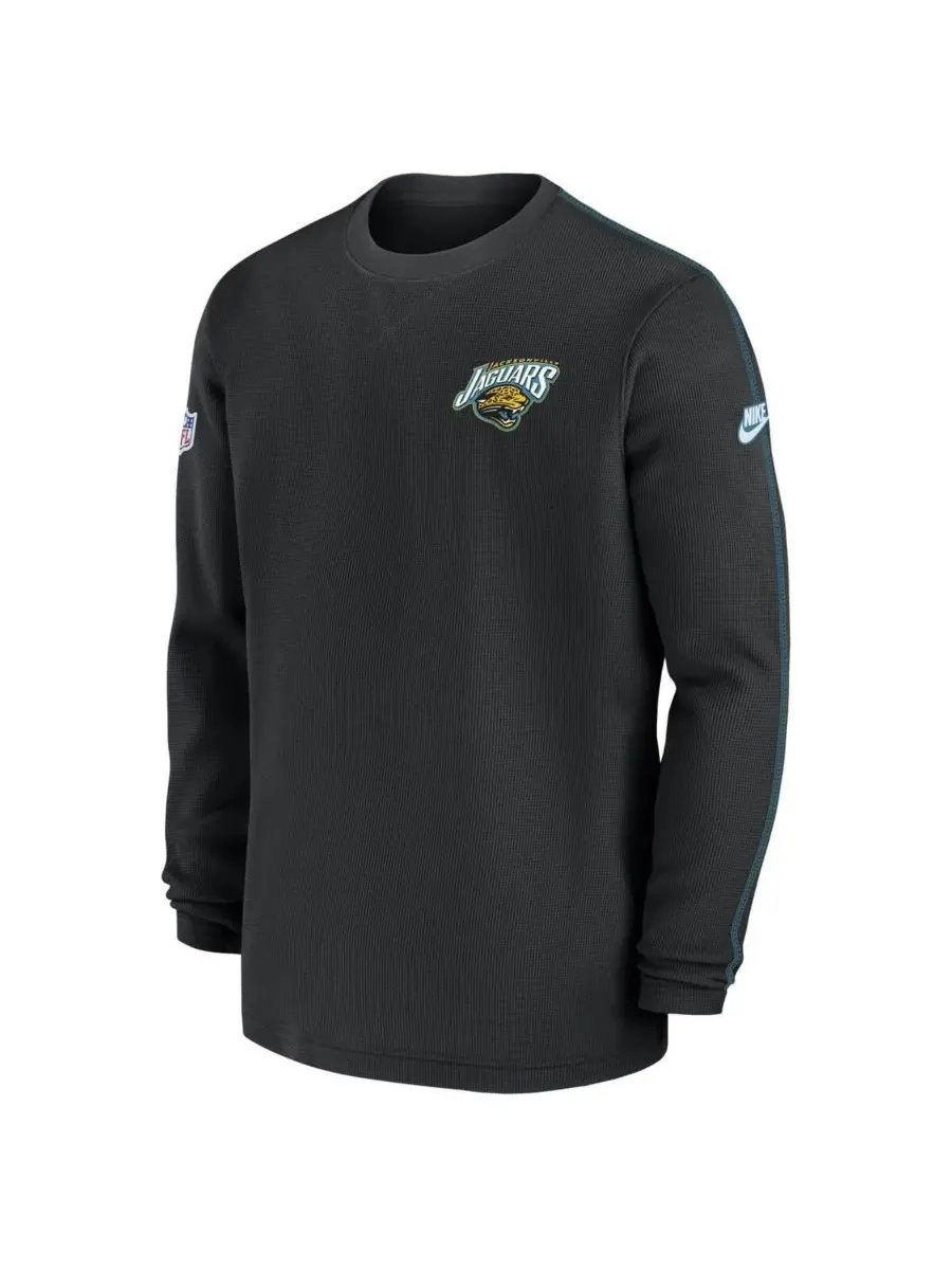 Nike Мужская черная футболка с длинным рукавом Jacksonville Jaguars Throwback Alternate Logo Coach — изображение 2 из 3
