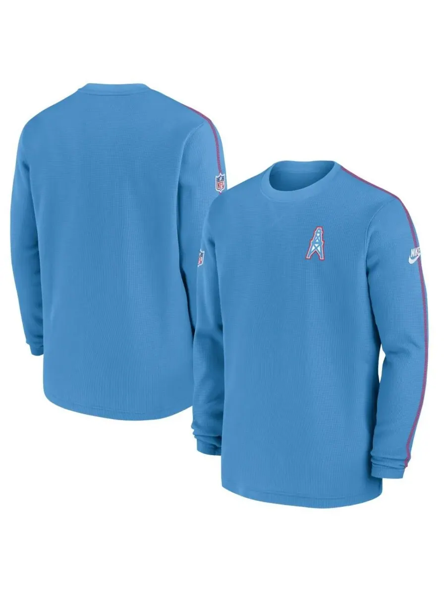 Nike Мужская светло-голубая футболка с длинным рукавом Tennessee Titans Oilers Throwback Alternate