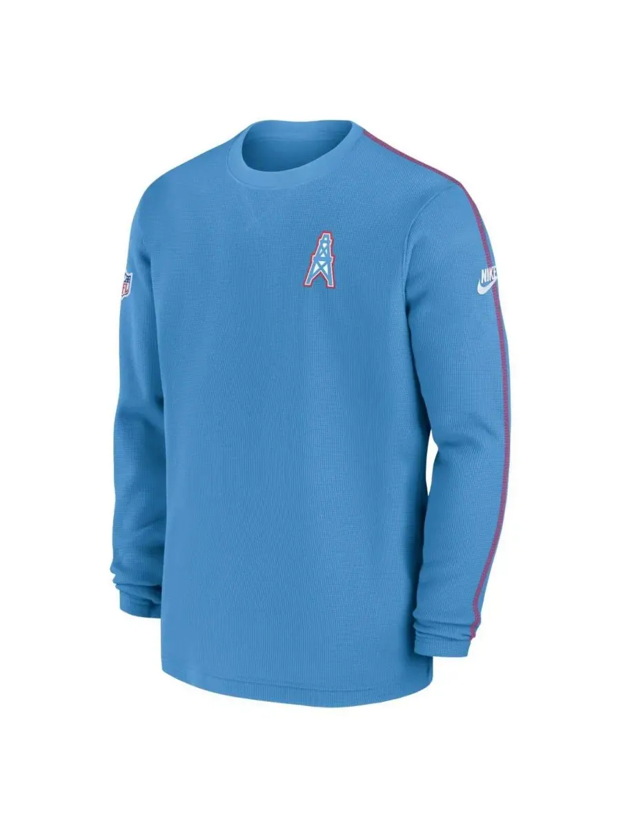 Nike Мужская светло-голубая футболка с длинным рукавом Tennessee Titans Oilers Throwback Alternate — изображение 3 из 3