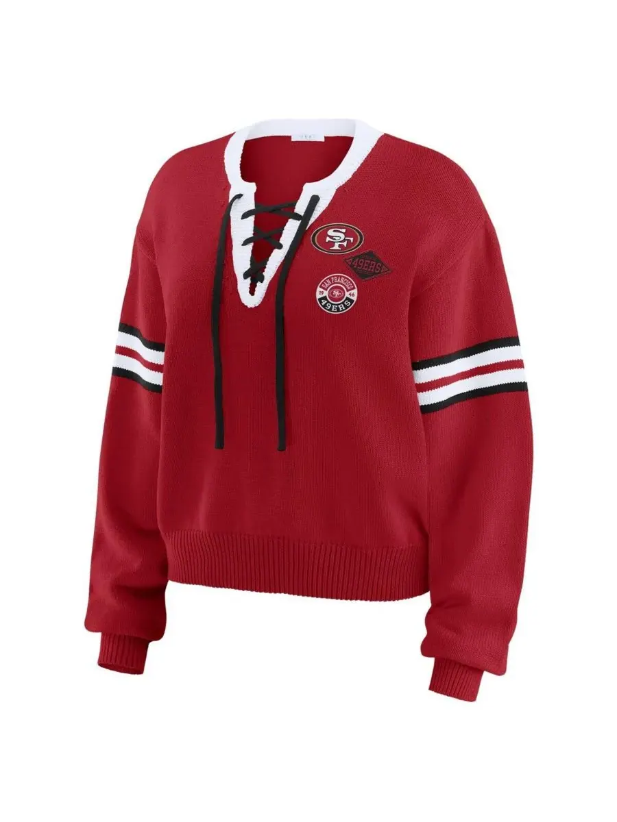 Женская алая толстовка на шнуровке с символикой команды San Francisco 49ers WEAR by Erin Andrews — изображение 2 из 4, алый