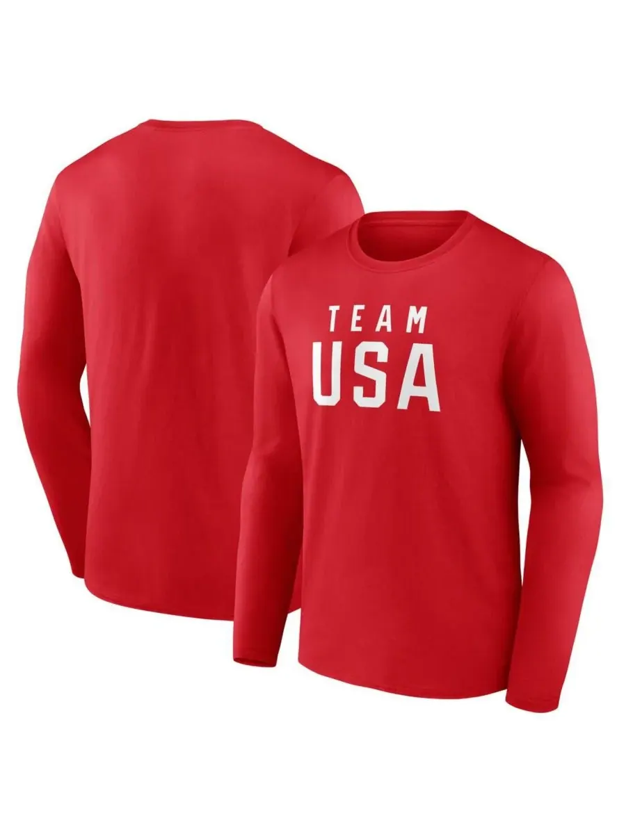Fanatics Мужская красная футболка с длинным рукавом и надписью "Team USA"
