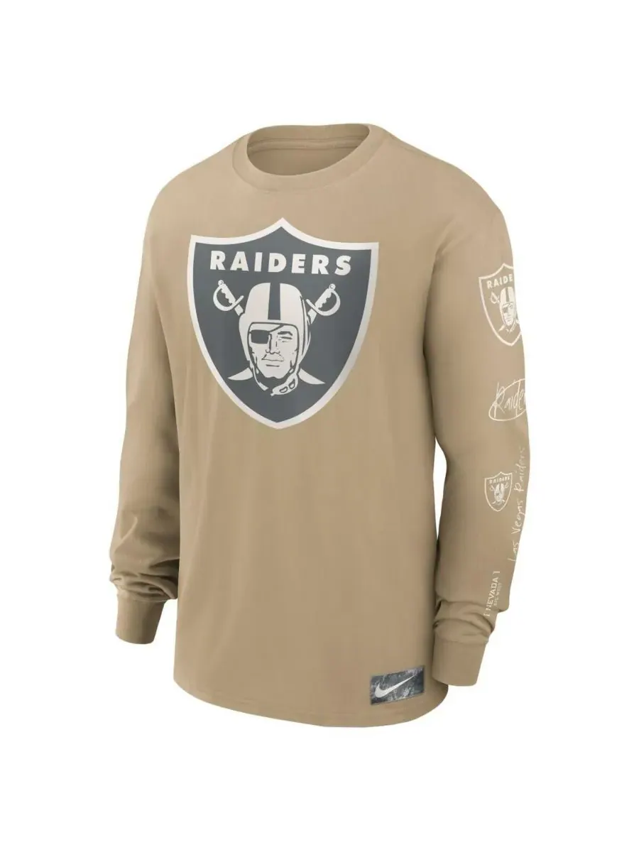 Nike Мужская футболка с длинным рукавом Las Vegas Raiders Essential Statement Max90 бежевого цвета — изображение 3 из 3