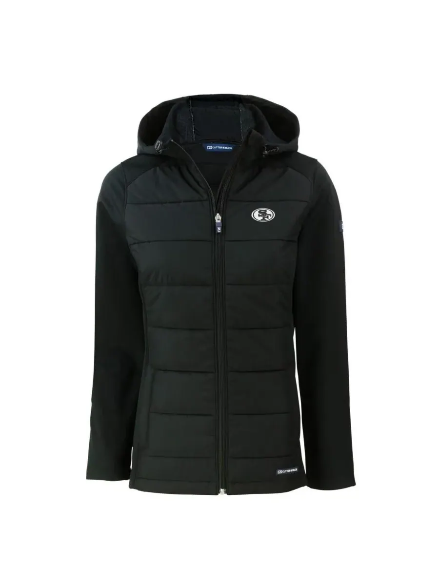 Cutter & Buck Женская черная куртка-худи на молнии San Francisco 49ers Evoke Hybrid Eco Softshell — изображение 3 из 3