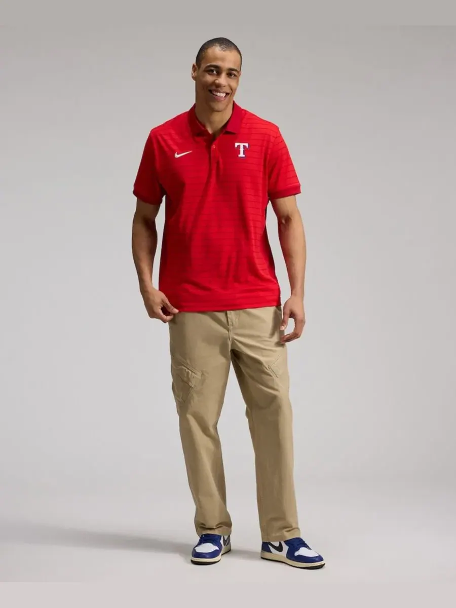 Мужское поло Dri-FIT с принтом Texas Rangers Nike — изображение 3 из 4, красный