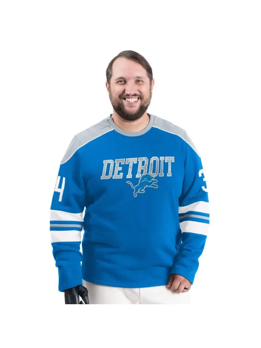 G-III Sports by Carl Banks Мужская синяя толстовка Detroit Lions Adaptive Lord Stanley с круглым