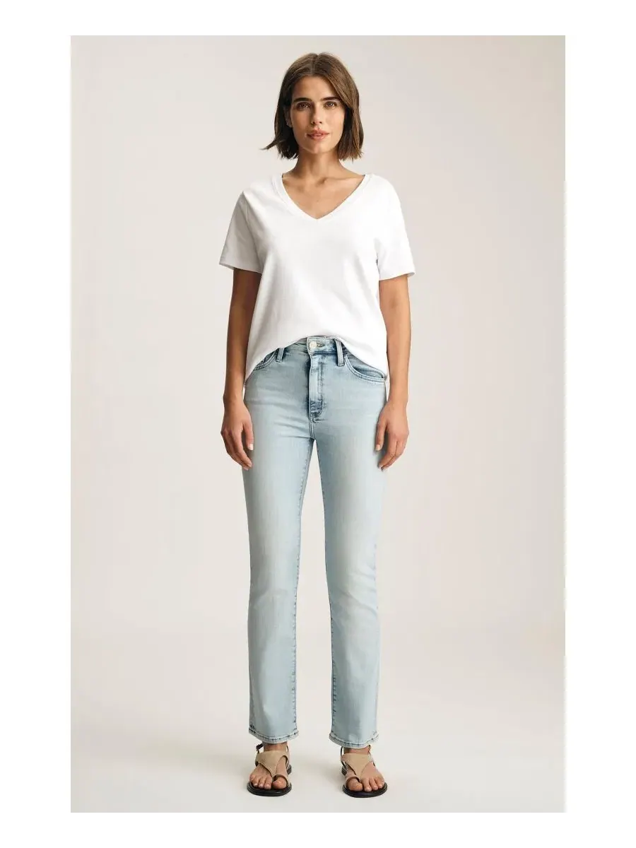 Джинсы прямого кроя с высокой посадкой Mavi Jeans, Ice Brushed Tribeca — изображение 3 из 6