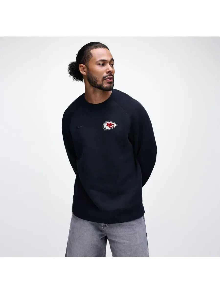 Nike Мужская черная толстовка-реглан из технологического флиса с символикой Kansas City Chiefs