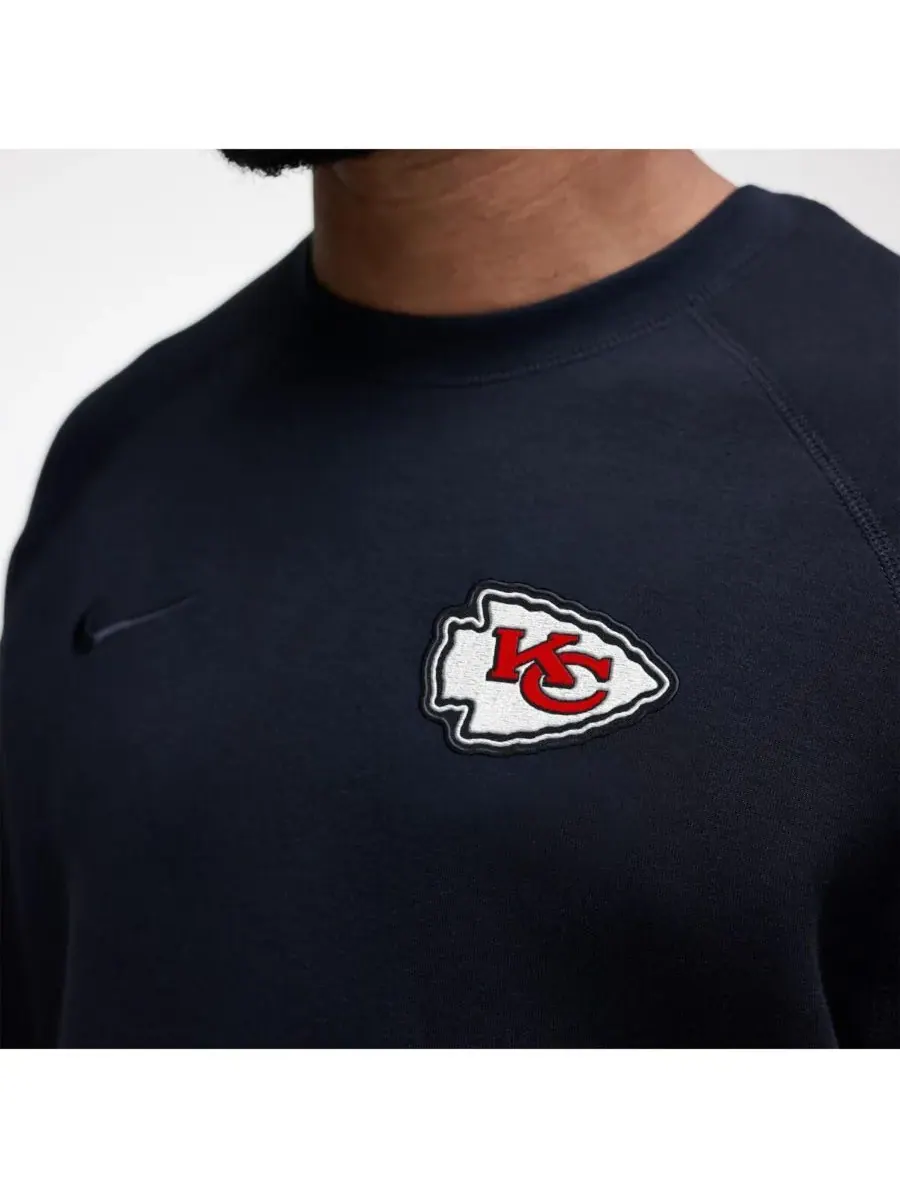 Nike Мужская черная толстовка-реглан из технологического флиса с символикой Kansas City Chiefs — изображение 4 из 5, черный