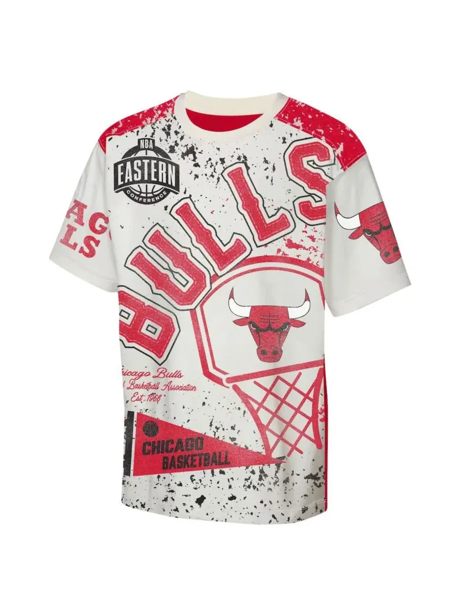 Футболка с принтом Chicago Bulls Top Player All-Over-Print Outerstuff — изображение 2 из 3, бежевый