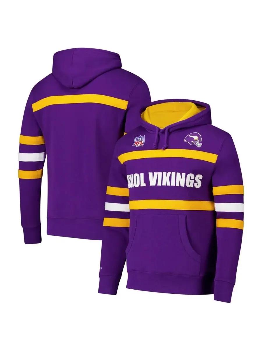 Mitchell & Ness Мужская фиолетовая флисовая толстовка с капюшоном в стиле ретро с винтажным
