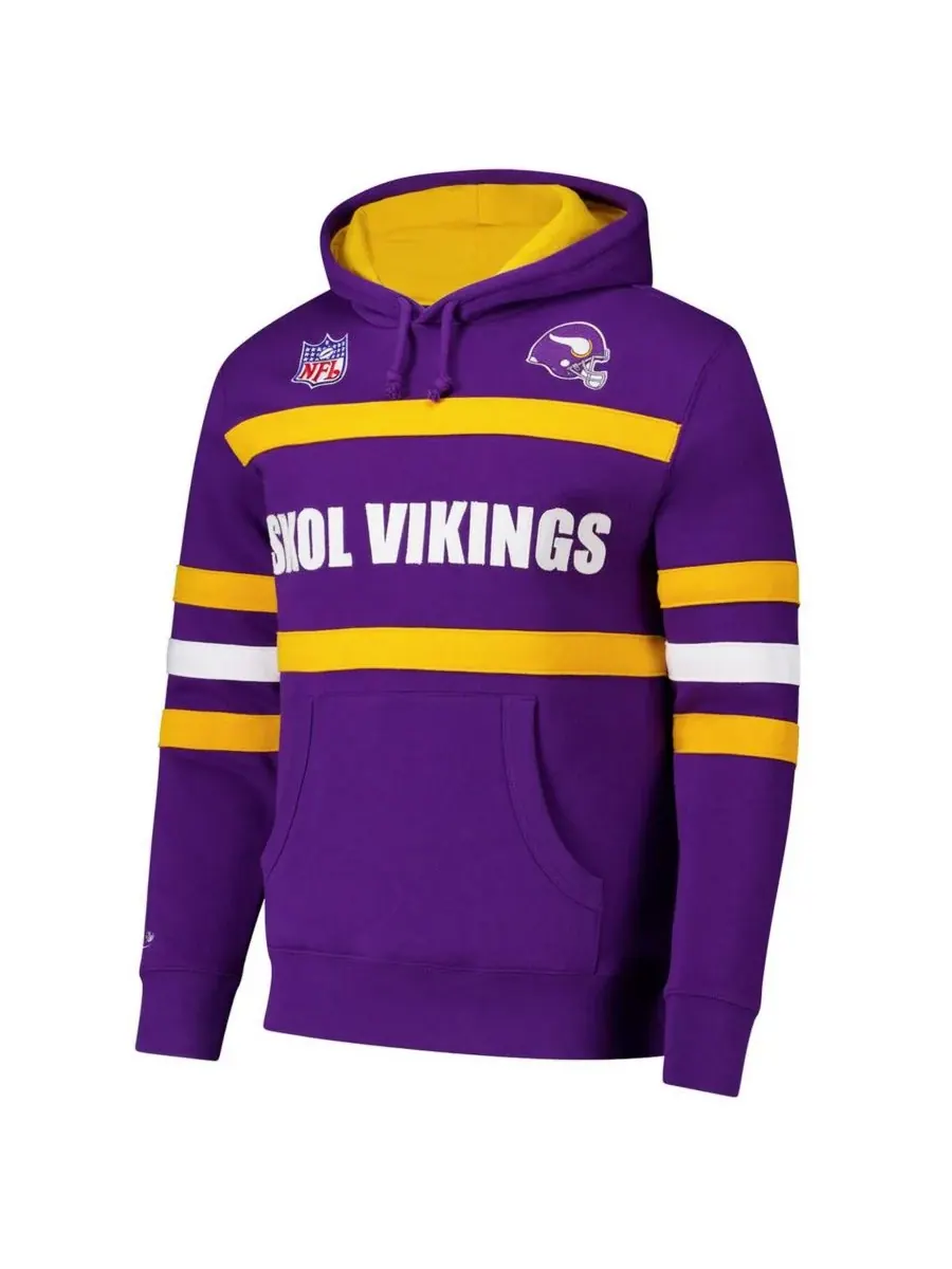 Mitchell & Ness Мужская фиолетовая флисовая толстовка с капюшоном в стиле ретро с винтажным — изображение 2 из 3, фиолетовый