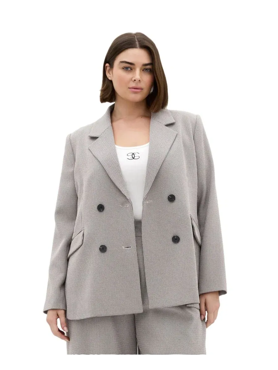 Двубортный пиджак с принтом в клетку Hailey Check CITY CHIC, Neutral Check