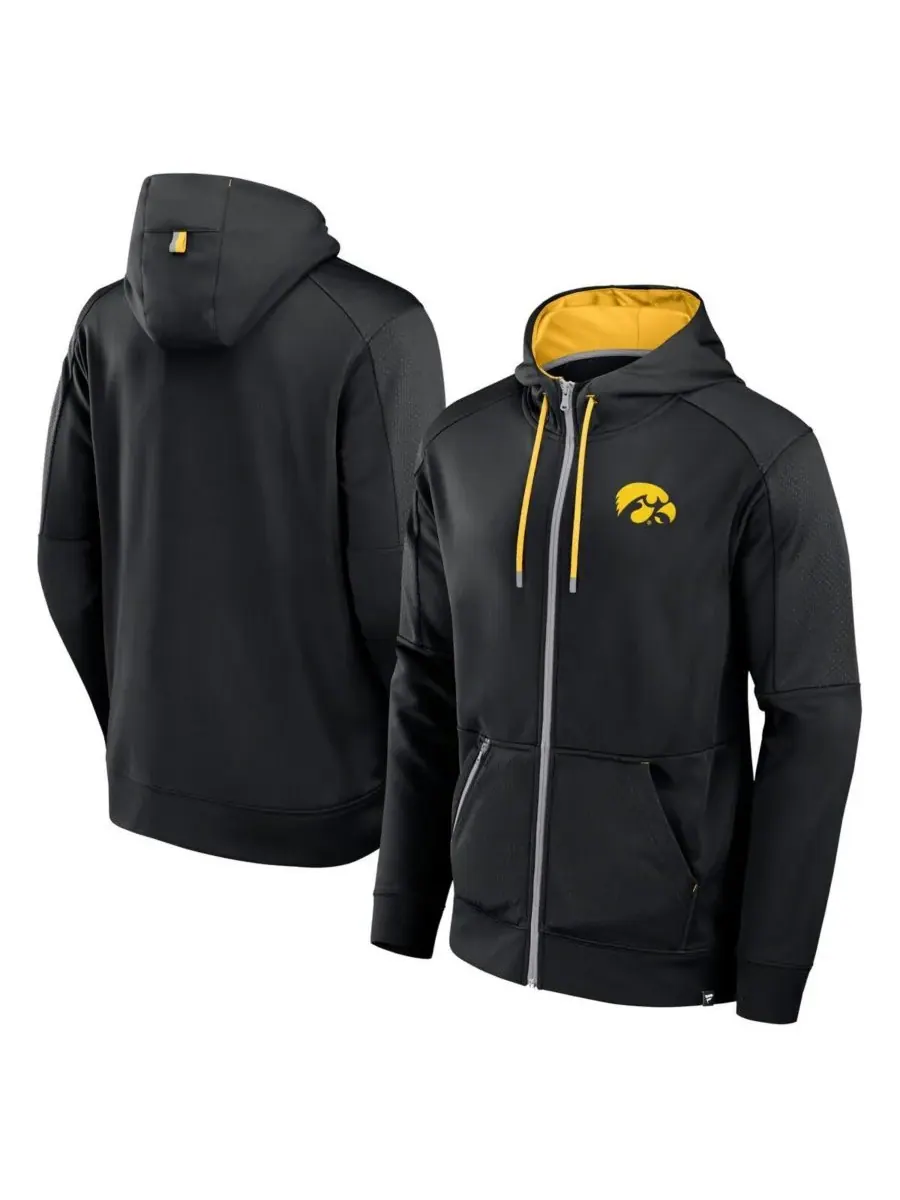 Fanatics Мужская черная толстовка на молнии с символикой команды Iowa Hawkeyes Defender