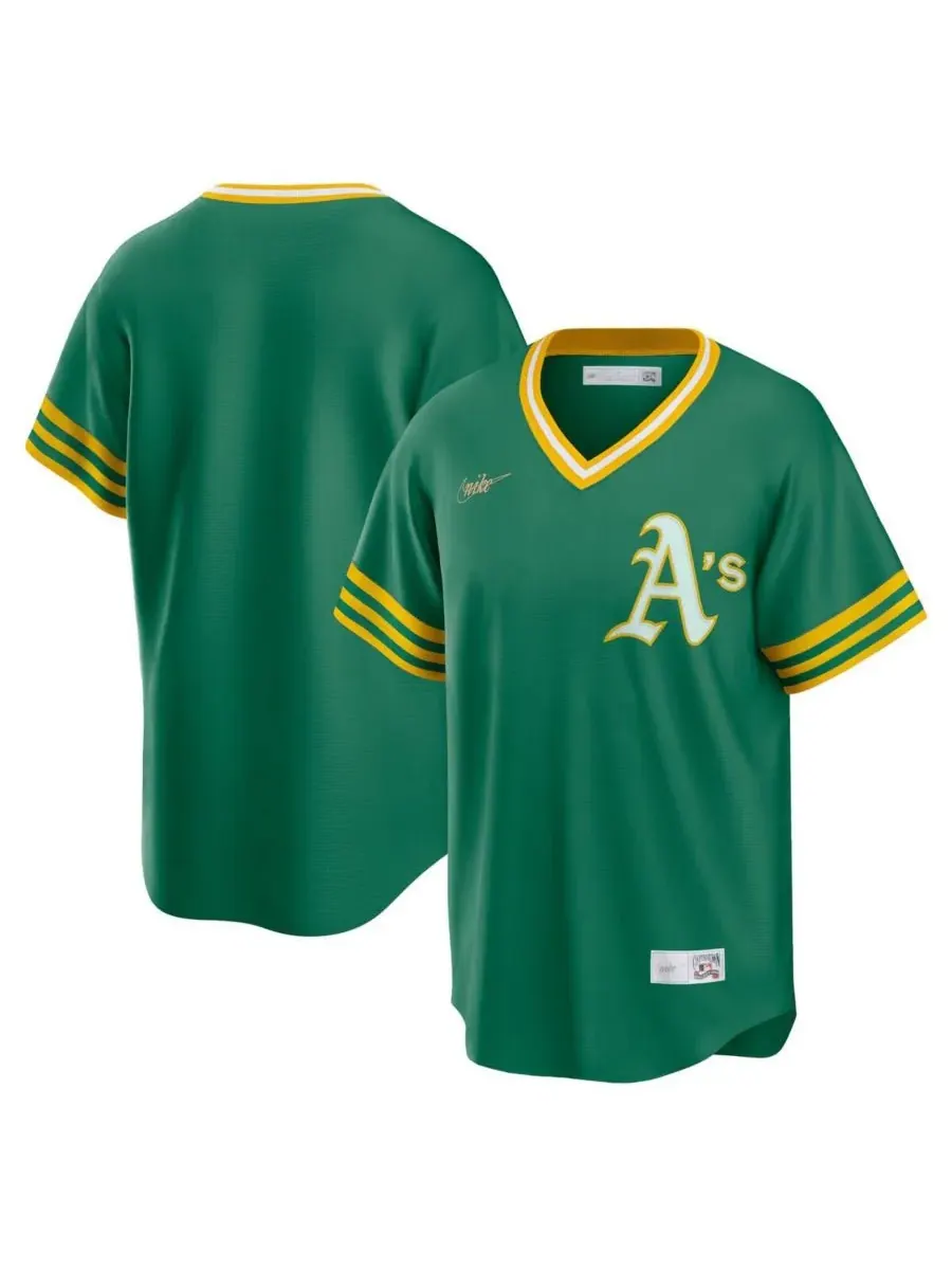 Nike Мужская футболка команды Oakland Athletics Road Cooperstown Collection цвета Келли Грин