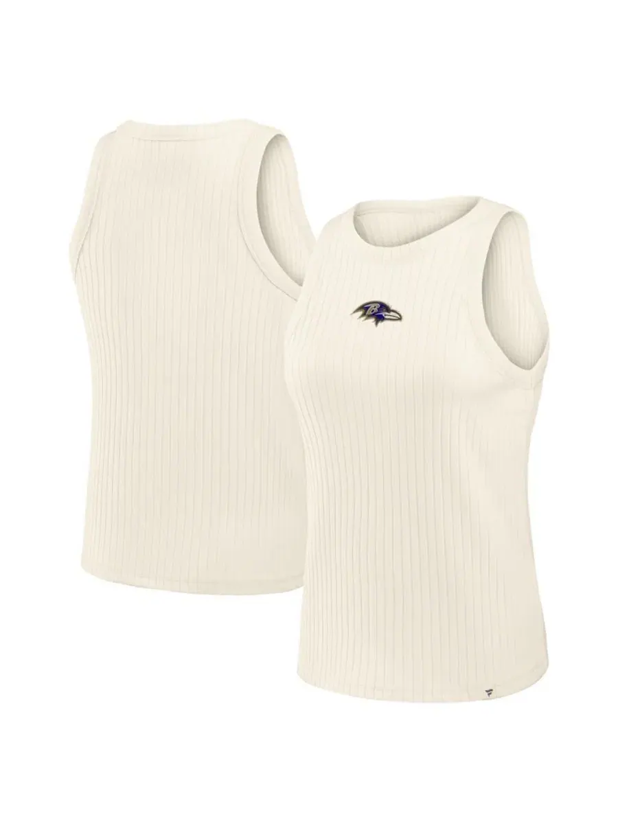 Женская кремовая майка Baltimore Ravens Star Play Tri-Blend в рубчик Fanatics