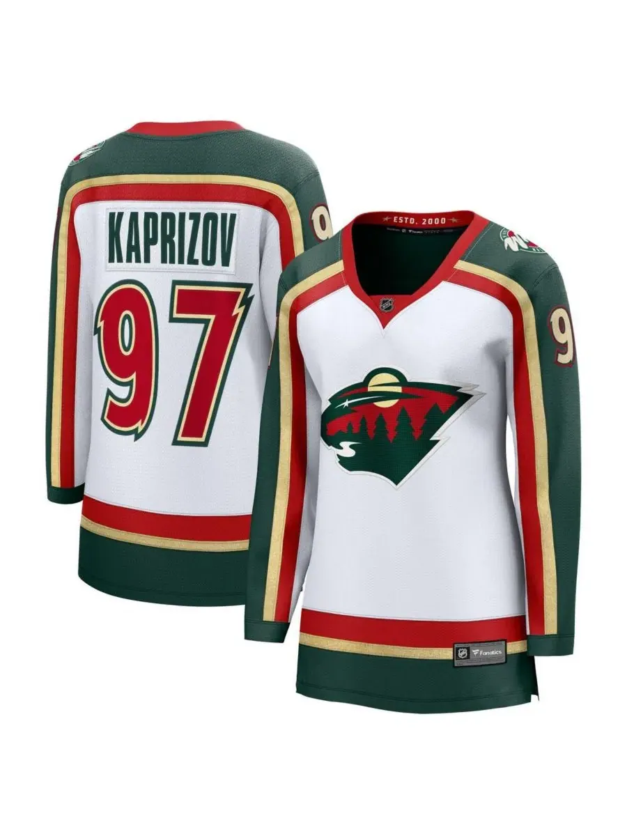 Женская белая майка Кирилла Капризова, посвященная 25-летию команды Minnesota Wild, Breakaway