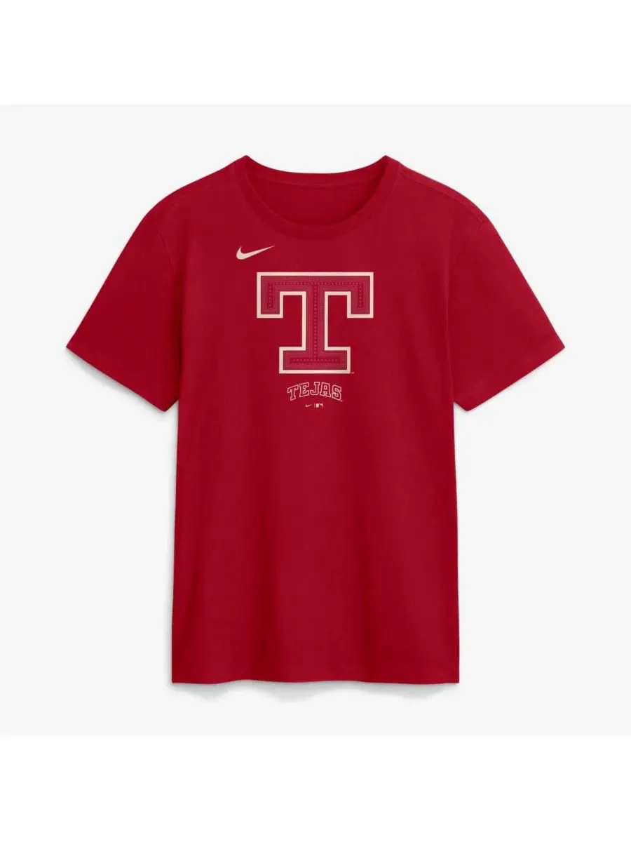 Мужская красная футболка Texas Rangers 2026 City Connect с большим логотипом Nike