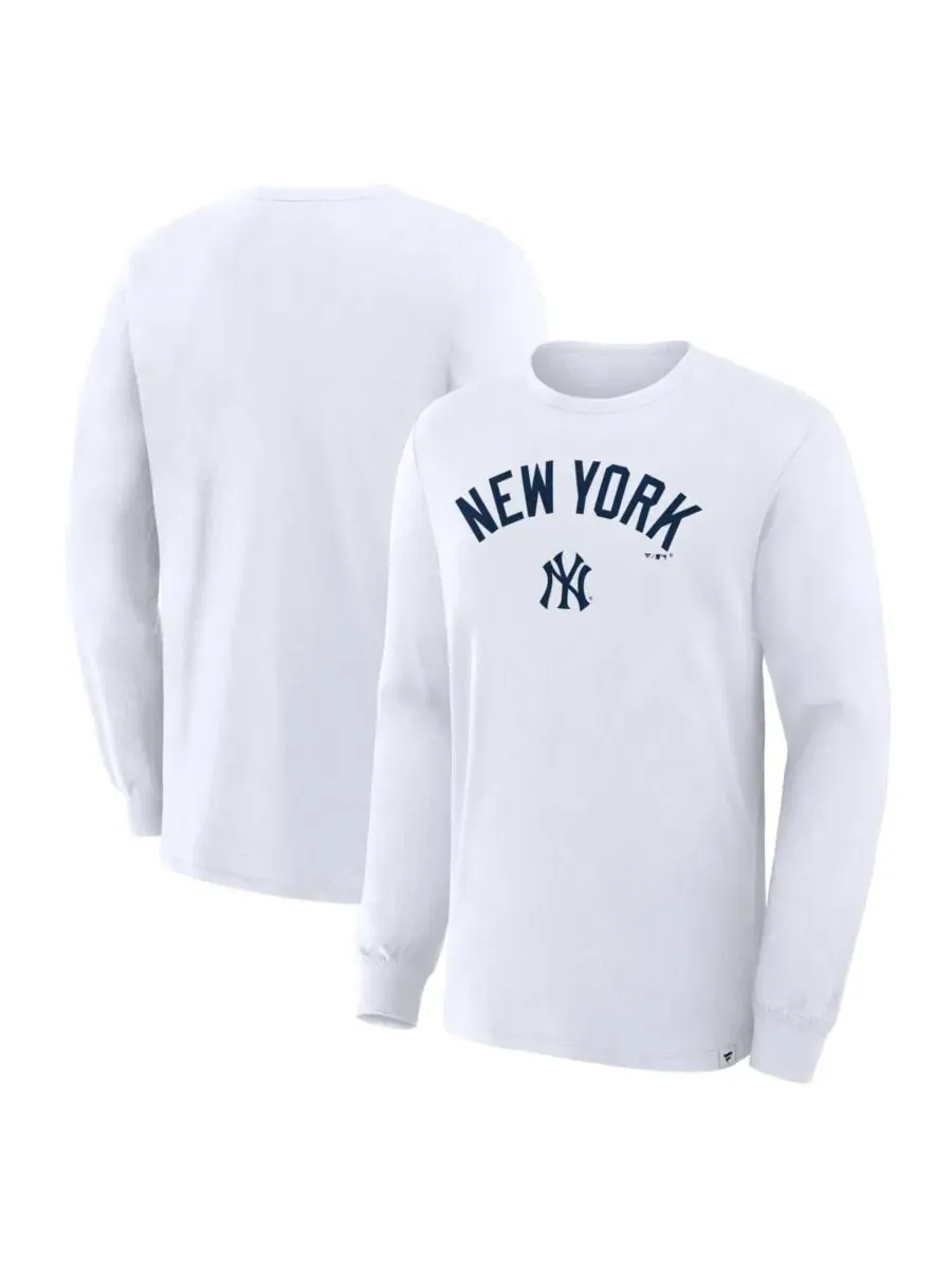 Мужская белая футболка с длинными рукавами New York Yankees Lock-Up Legacy Fanatics