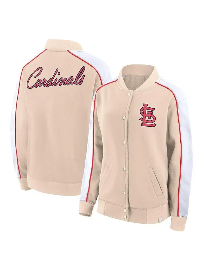 Женская фирменная светло-коричневая куртка на кнопках St. Louis Cardinals Luxe Lounge Fanatics