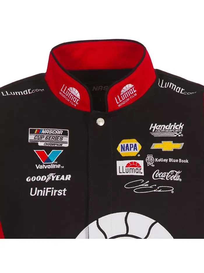 Мужская униформа-куртка Chase Elliott на молнии, черно-красная, из твила JH Design — изображение 4 из 5