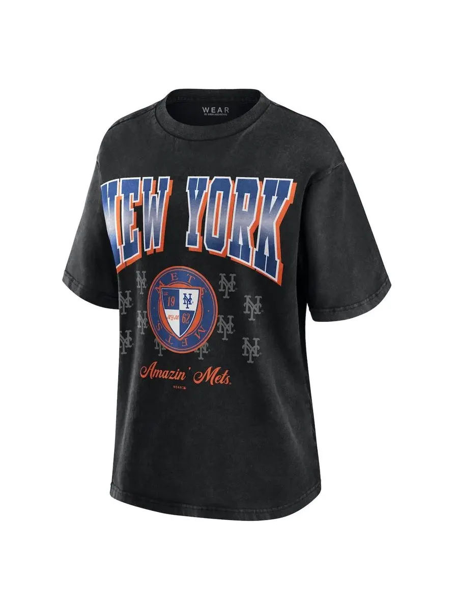 Футболка оверсайз с принтом New York Mets WEAR by Erin Andrews — изображение 2 из 3, черный