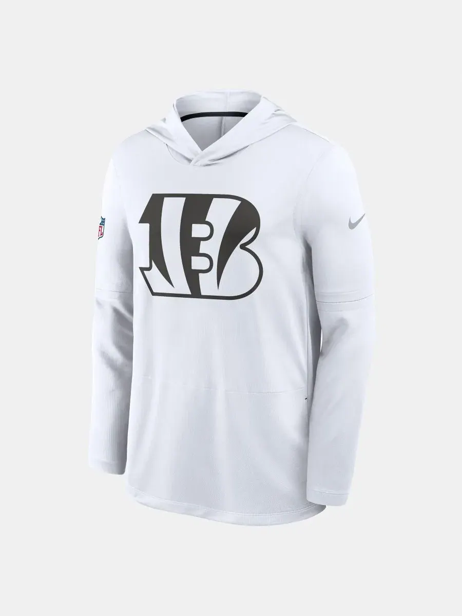 Футболка с капюшоном и длинным рукавом Cincinnati Bengals Sideline Dri-FIT Nike — изображение 3 из 4, белый
