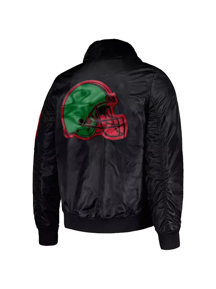 Мужская куртка x Ty Mopkins Cleveland Browns Black History Month на молнии, атласная, черная Starter — изображение 4 из 4