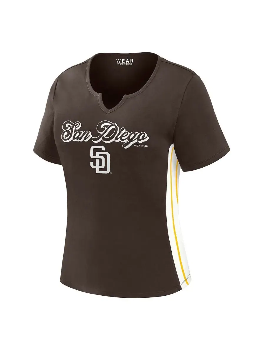 Футболка женская с V-образным вырезом и принтом San Diego Padres WEAR by Erin Andrews — изображение 5 из 7, коричневый
