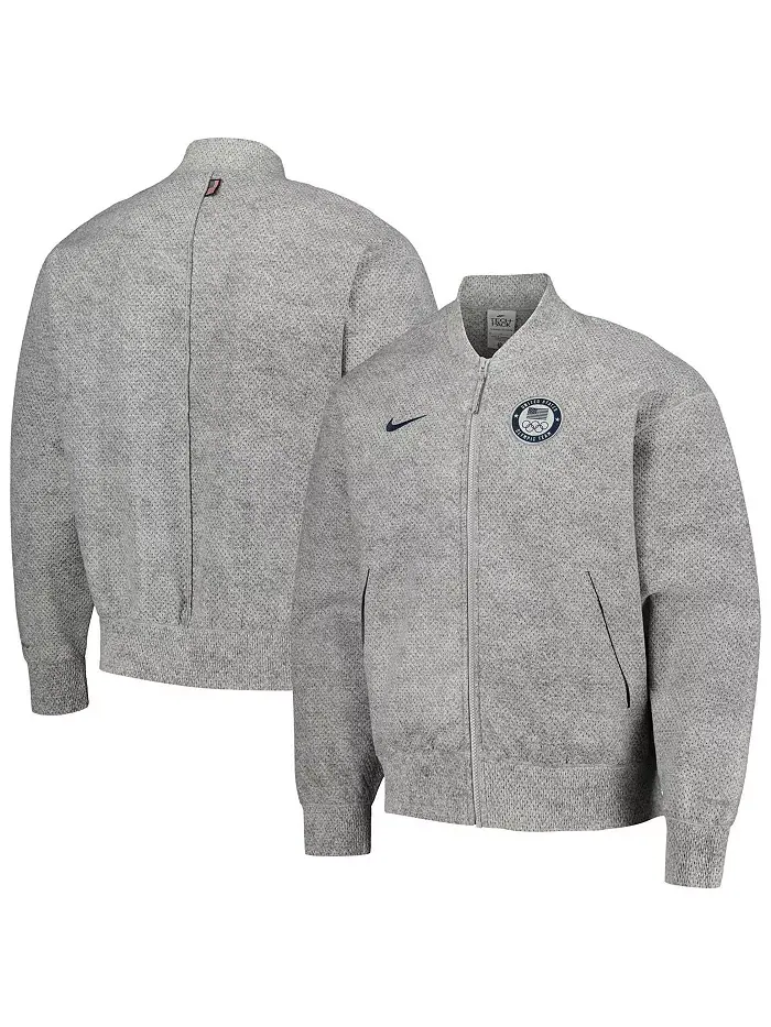 Мужская серая куртка с молнией Team USA 2024 Summer Olympics Media Day Look Nike