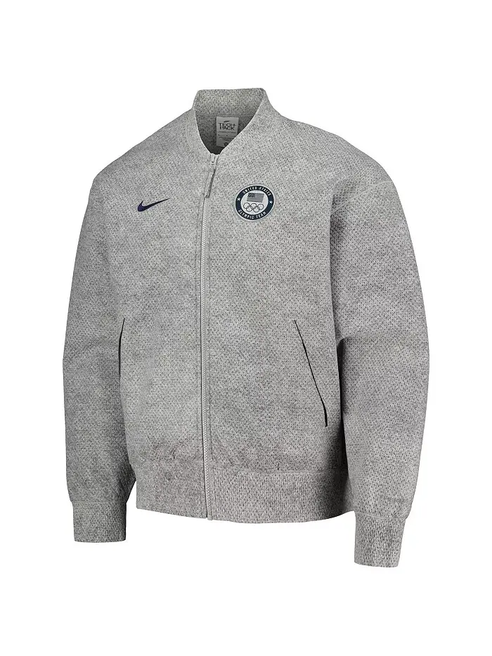 Мужская серая куртка с молнией Team USA 2024 Summer Olympics Media Day Look Nike — изображение 2 из 3