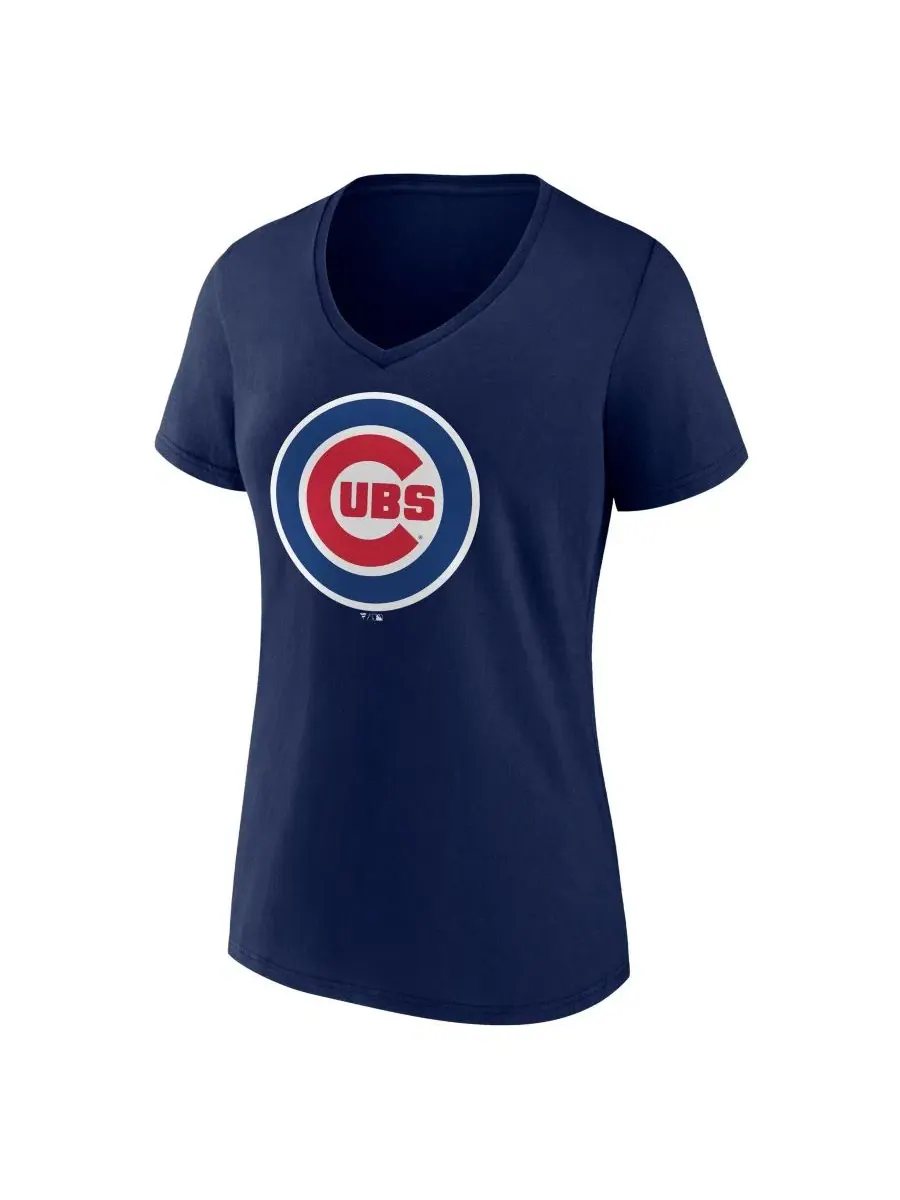 Футболка с V-образным вырезом с принтом Chicago Cubs Logo Athletic — изображение 2 из 3, темно-синий