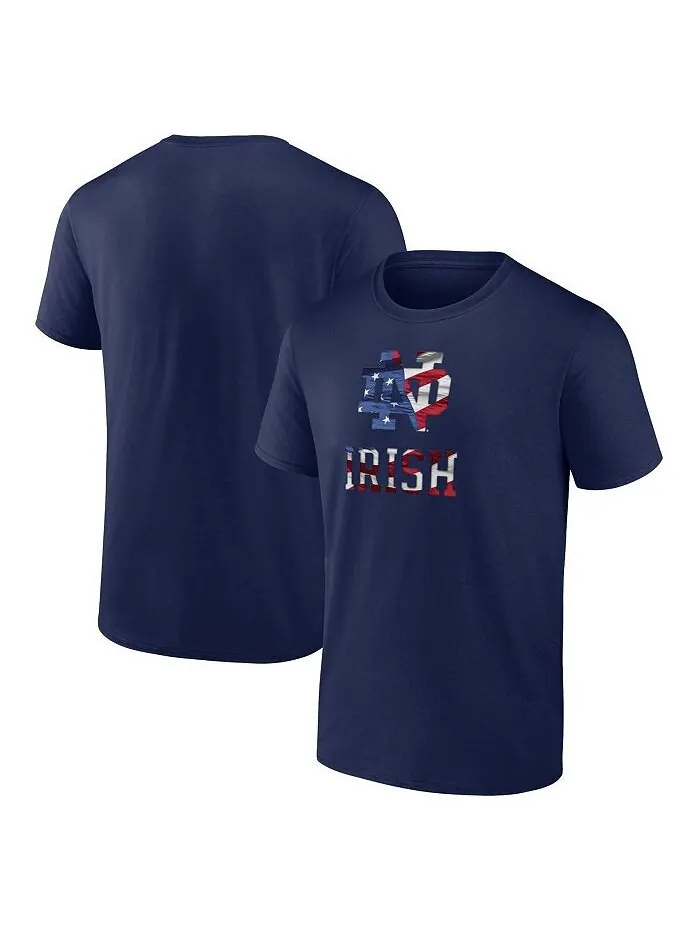 Мужская темно-синяя футболка с логотипом Notre Dame Fighting Irish Banner Wave Fanatics