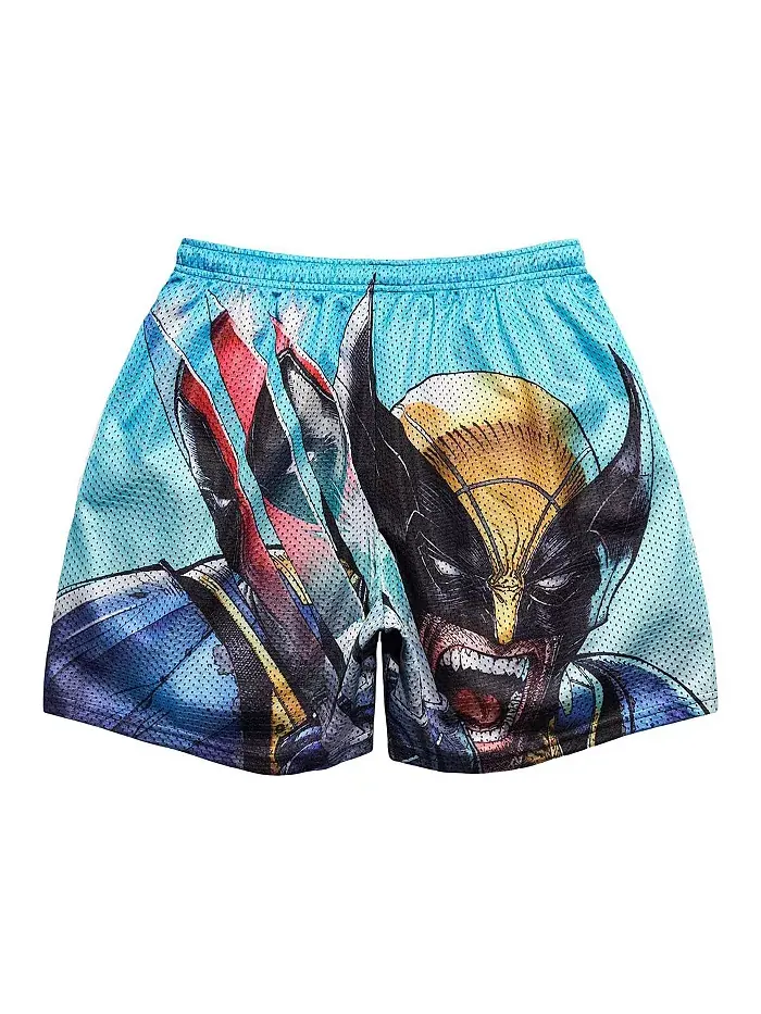 Мужские светло-голубые шорты ретро с когтями Deadpool Wolverine Chalk Line — изображение 2 из 3