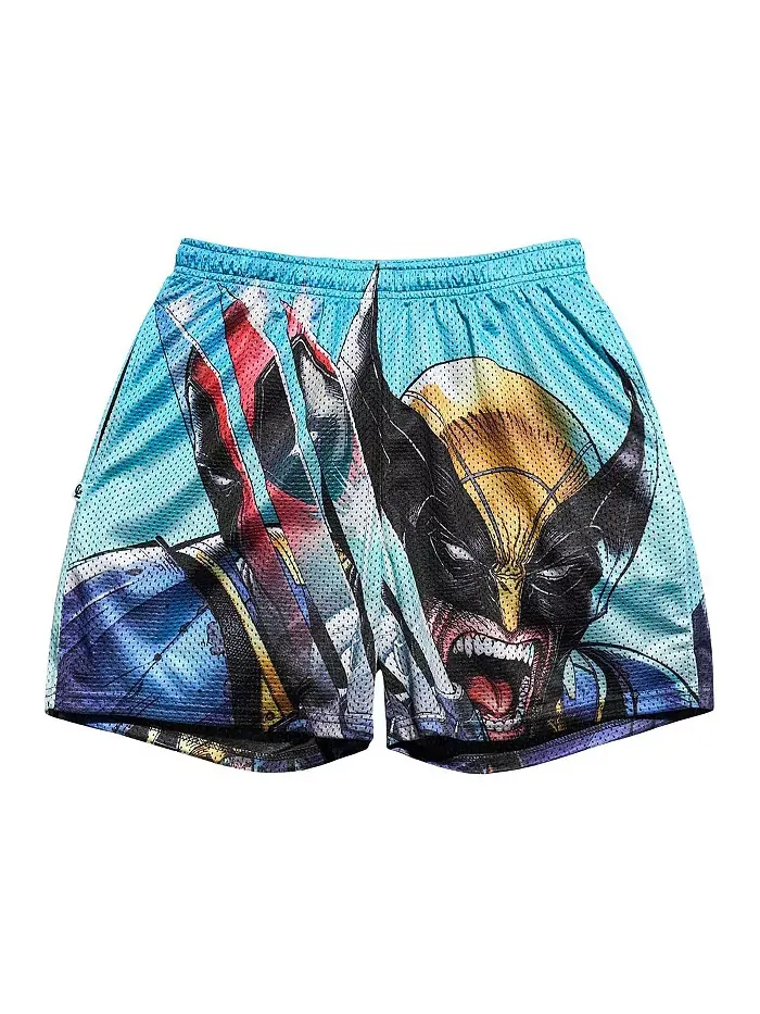 Мужские светло-голубые шорты ретро с когтями Deadpool Wolverine Chalk Line — изображение 3 из 3