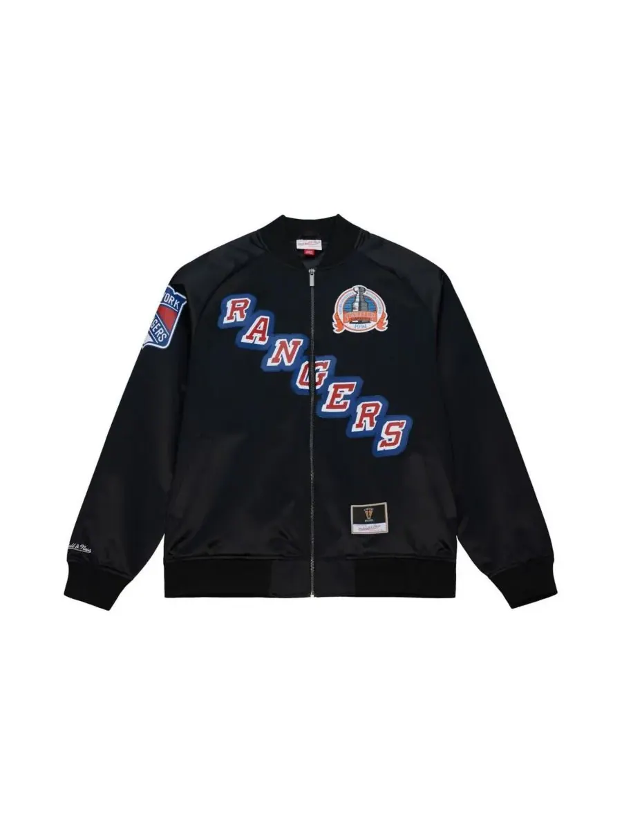 Mitchell & Ness Мужская и женская черная атласная куртка Mark Messier New York Rangers Maxxed Out — изображение 4 из 5