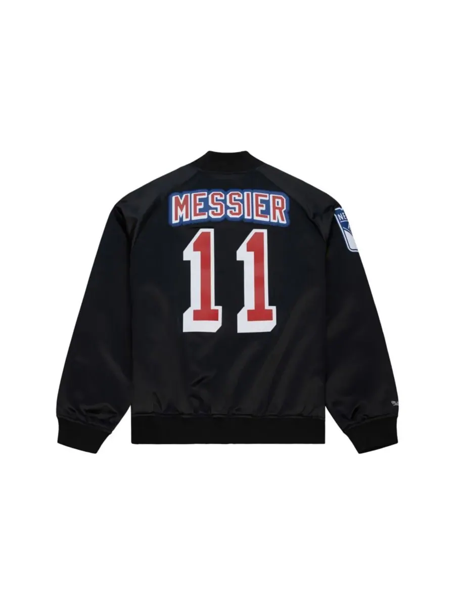 Mitchell & Ness Мужская и женская черная атласная куртка Mark Messier New York Rangers Maxxed Out — изображение 5 из 5