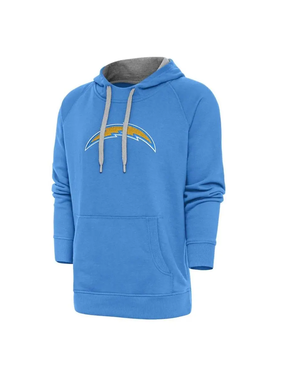 Antigua Мужская светло-голубая толстовка с капюшоном из синели с символикой Los Angeles Chargers
