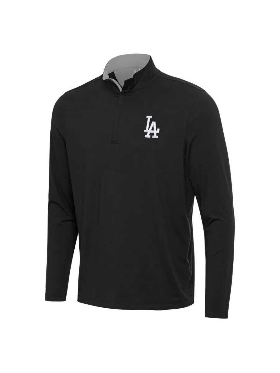 Antigua Мужская черная толстовка на молнии с символикой Los Angeles Dodgers Content — изображение 2 из 3, черный