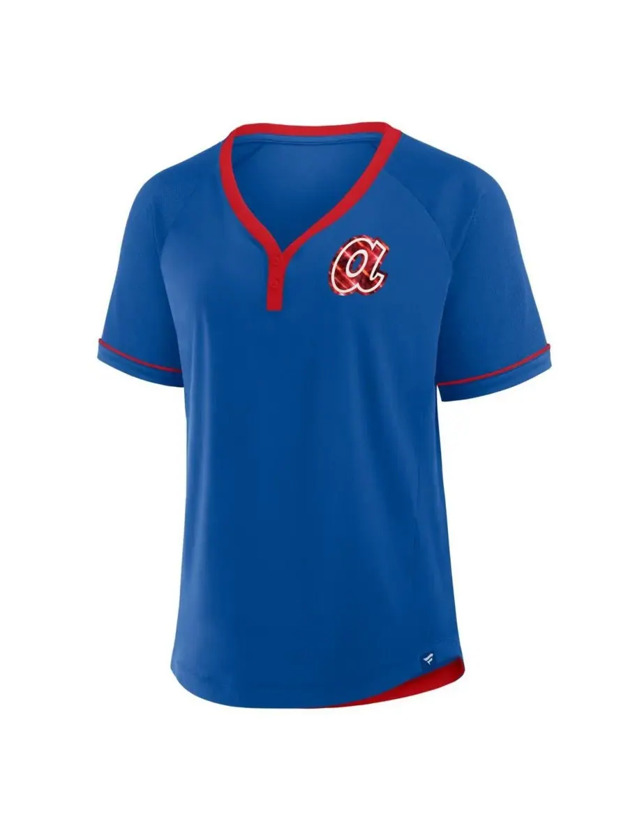 Женская футболка Royal Atlanta Braves Cooperstown Collection League Diva с V-образным вырезом и — изображение 3 из 3
