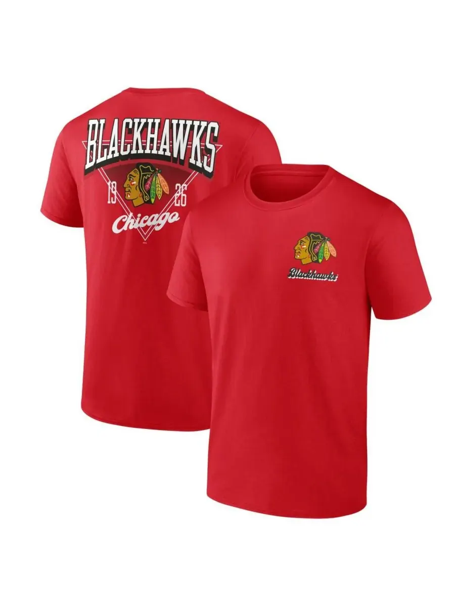 Logo Athletic Мужская красная футболка Chicago Blackhawks Never Over