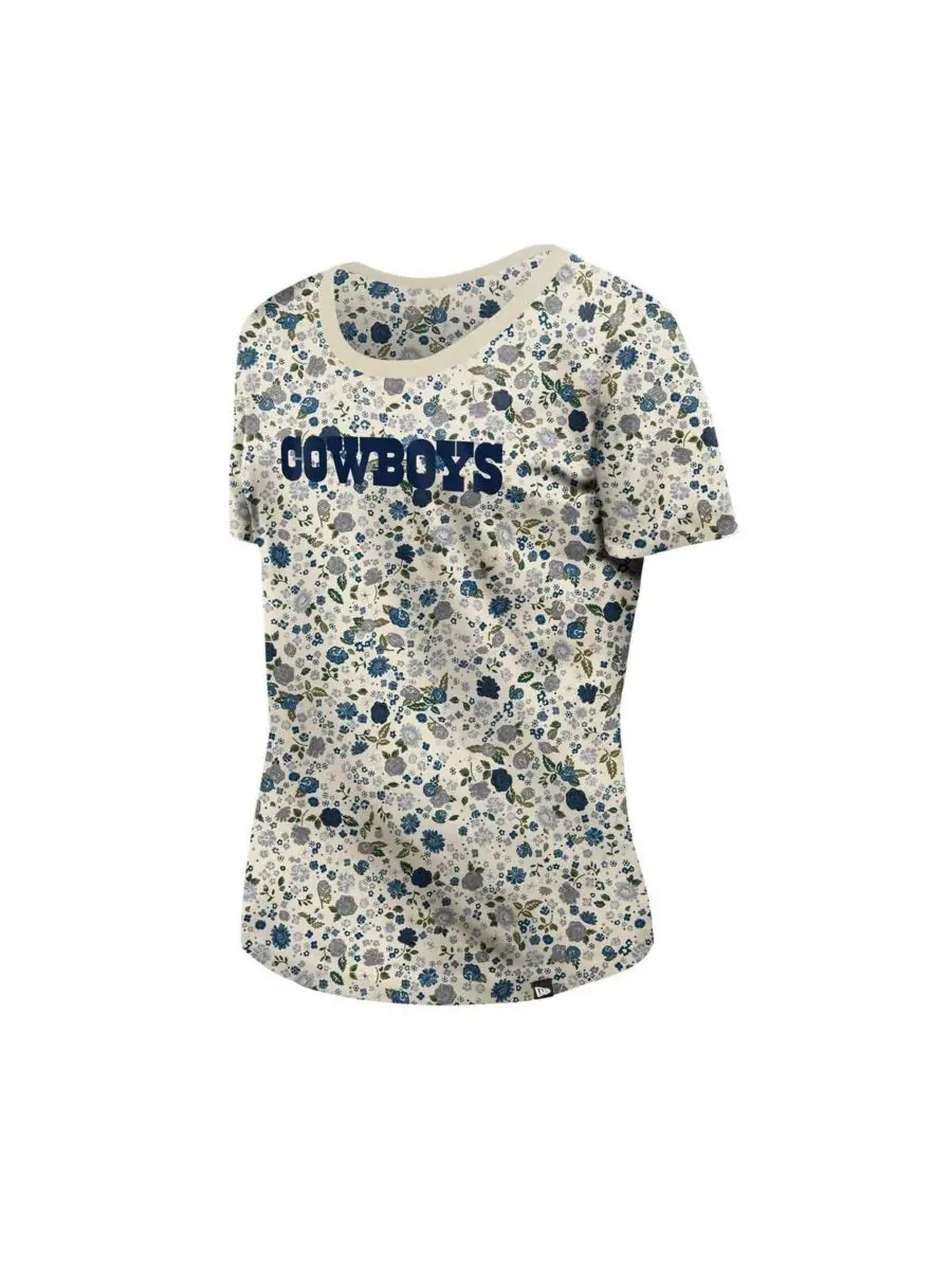 New Era Женская кремовая футболка с цветочным принтом в стиле Dallas Cowboys Glam Game — изображение 2 из 3, бежевый