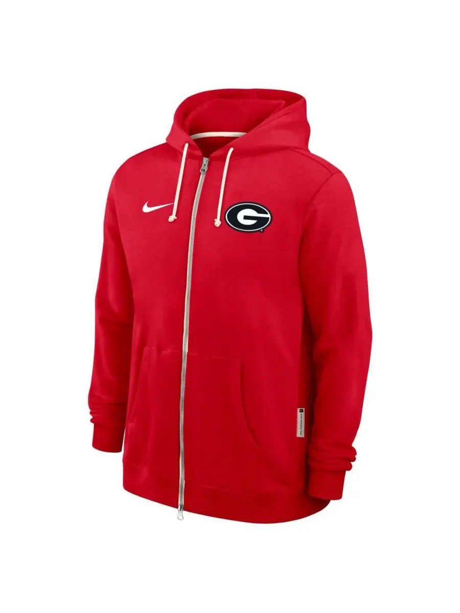 Nike Мужская красная толстовка на молнии Georgia Bulldogs 2025 Sideline Standard Issue Dri-FIT