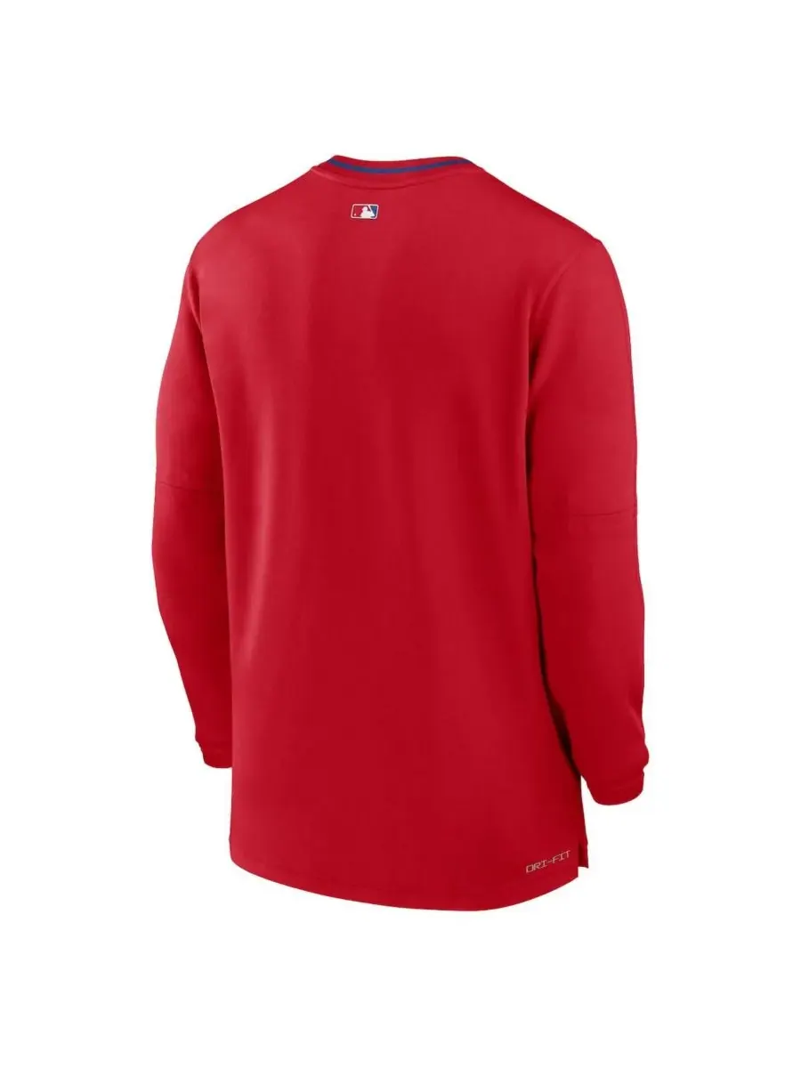 Nike Мужская красная футболка Philadelphia Phillies из аутентичной коллекции с половинной молнией — изображение 3 из 3
