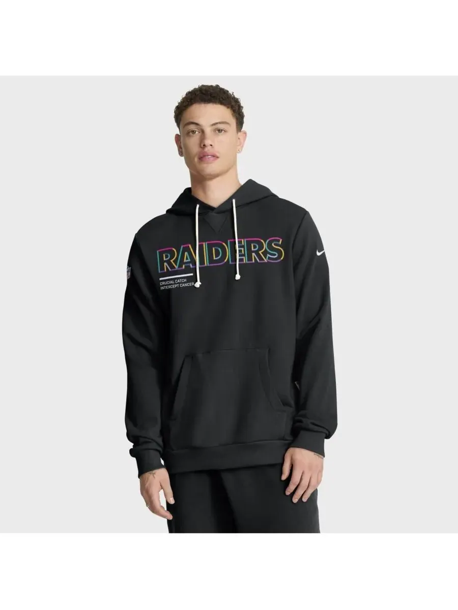Nike Мужская черная толстовка Las Vegas Raiders 2025 NFL Crucial Catch Sideline Standard Issue