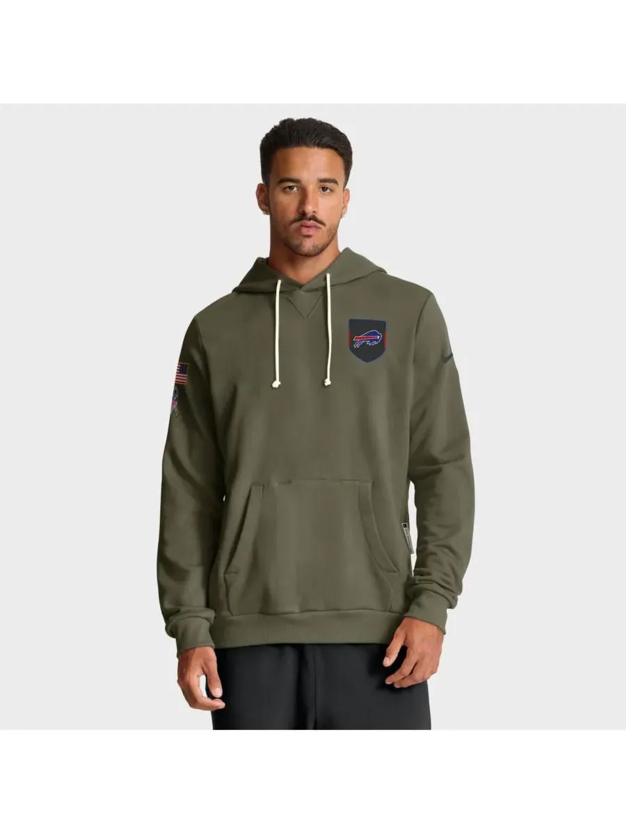 Nike Мужская толстовка Olive Buffalo Bills 2025 Salute to Service Sideline Standard Issue Dri-FIT